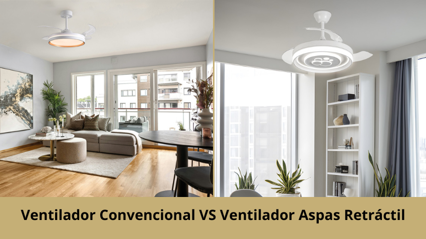 ventiladores de techo con aspas retráctiles